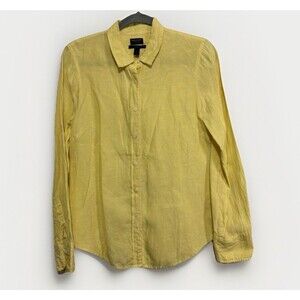 J.Crew Baird McNutt Irish Linen Perfect Shirt Womens 10 Yellow Button Front
